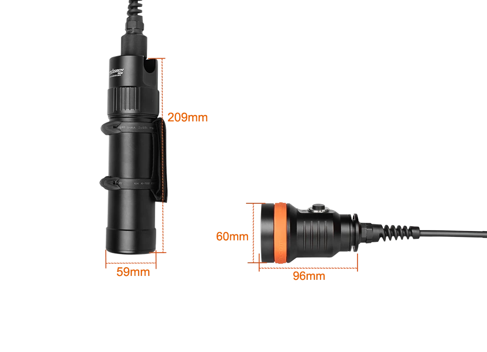 OrcaTorch D630 V2.0 Umbilical Canister Dive Torch - Image 2
